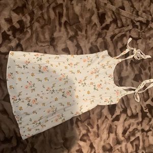 White floral tie strap dress